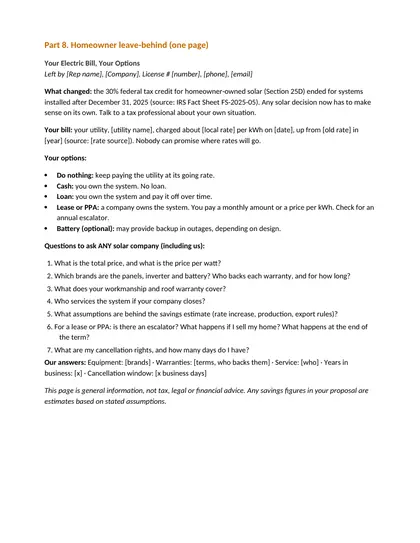 Kit 01 page: homeowner leave-behind